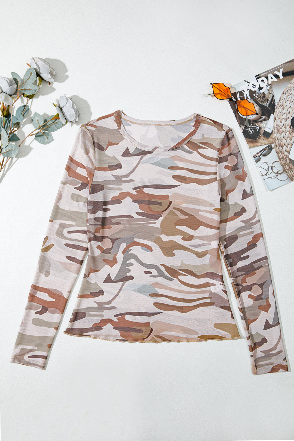 Fashionable Green Western Camouflage Long Sleeve Tee - Perfect for Outdoor and Back to School - Detail View 3