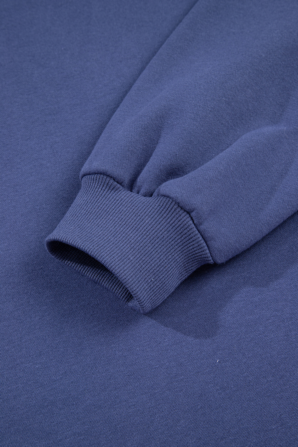 Women's Dirty Blue Fleece Lined Oversized Tunic Hoodie with Adjustable Drawstring - Detail View 9