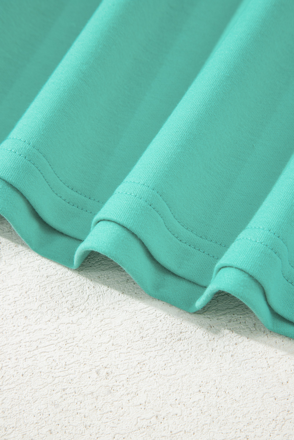 Casual Solid Color Sea Green Pullover and High Waist Shorts Set for Fall - Detail View 18