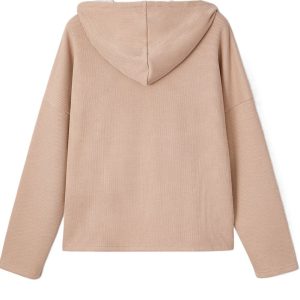 Women's Dark Khaki Leopard Hoodie – Baggy Thermal Corduroy for Daily Wear