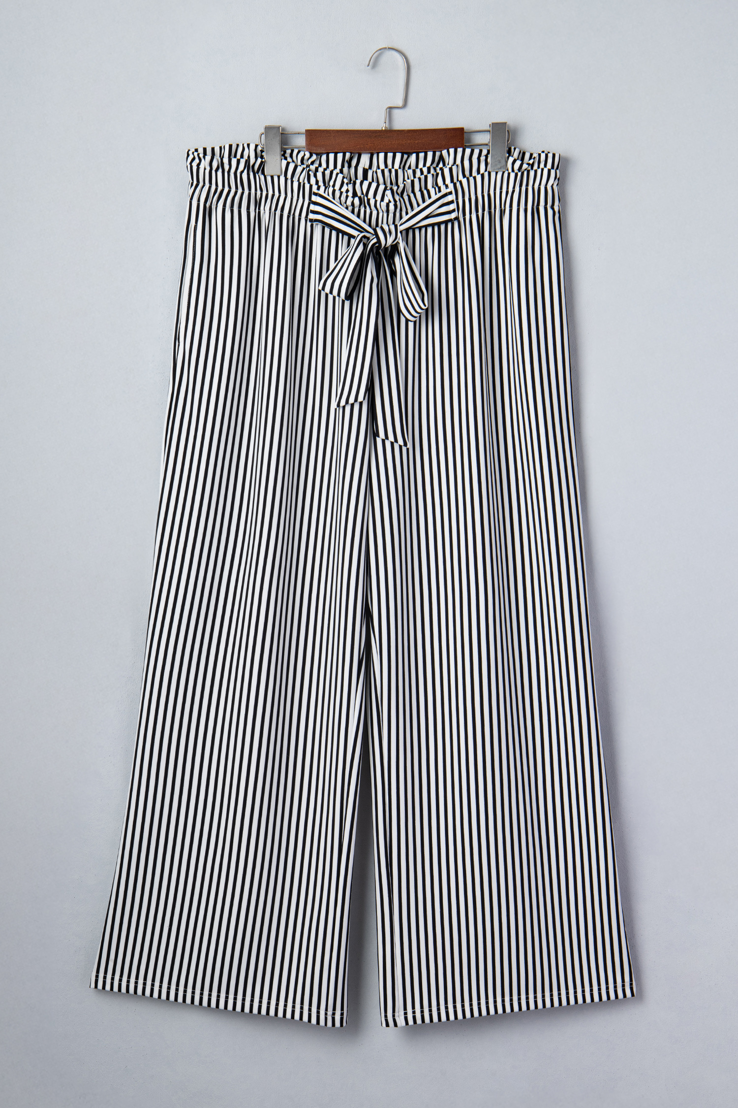 Casual Striped Pants for Women – Plus Size High Waist Wide Leg Trousers for Daily Wear - Detail View 2