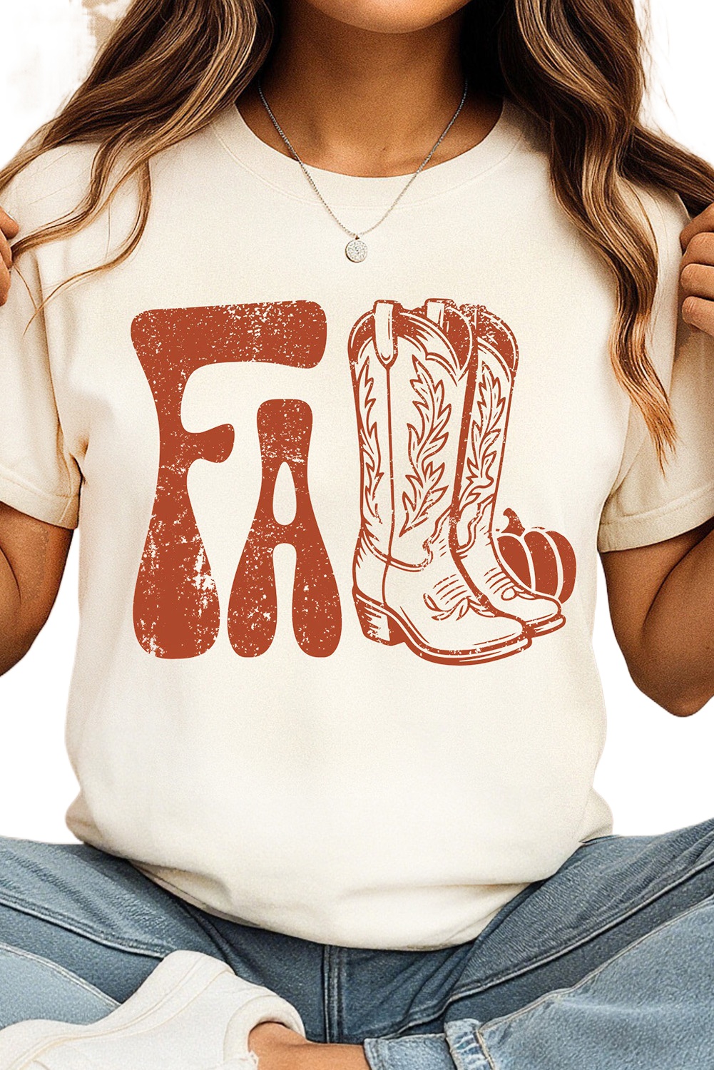 Trendy White Short Sleeve T-Shirt with Fall Boots Slogan for Daily Wear - Detail View 2