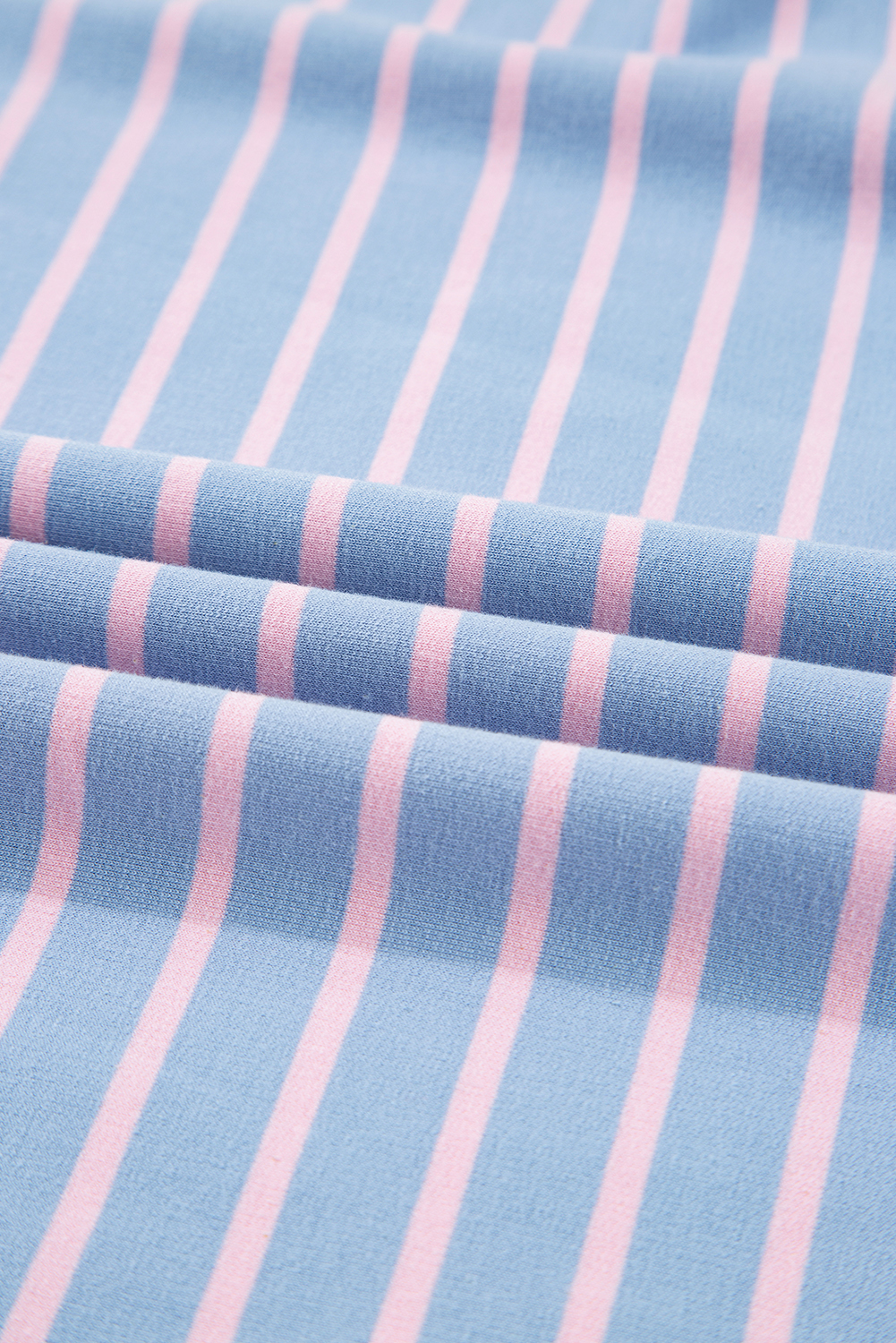 Women's Sky Blue Stripe Oversize Contrast Trim Drop Shoulder Casual Top - Detail View 13