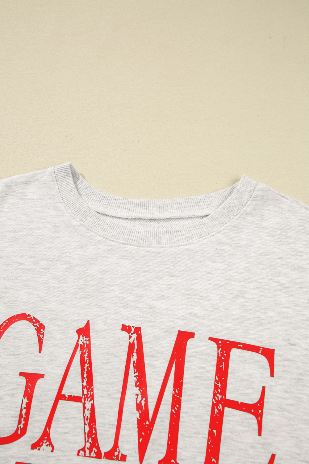 Red Vintage Washed GAME DAY Graphic Baggy Sweatshirt for Women - Detail View 17