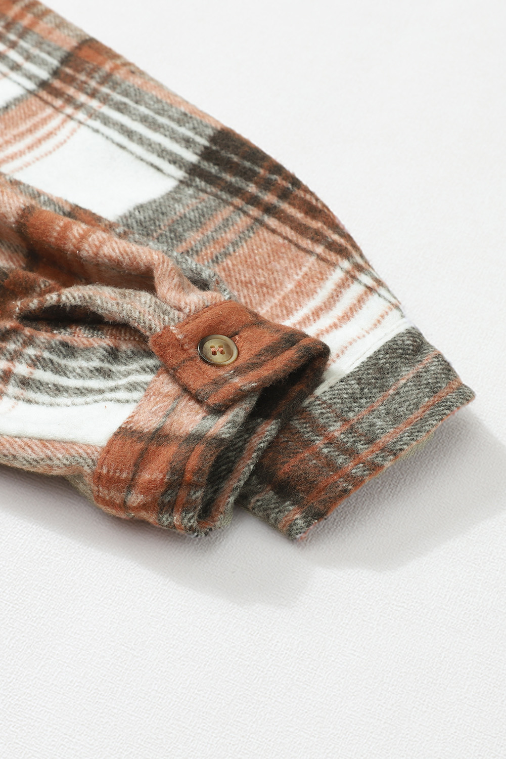 Trendy Long Sleeve Brown Plaid Shacket with Flap Pockets for Daily Wear - Detail View 14
