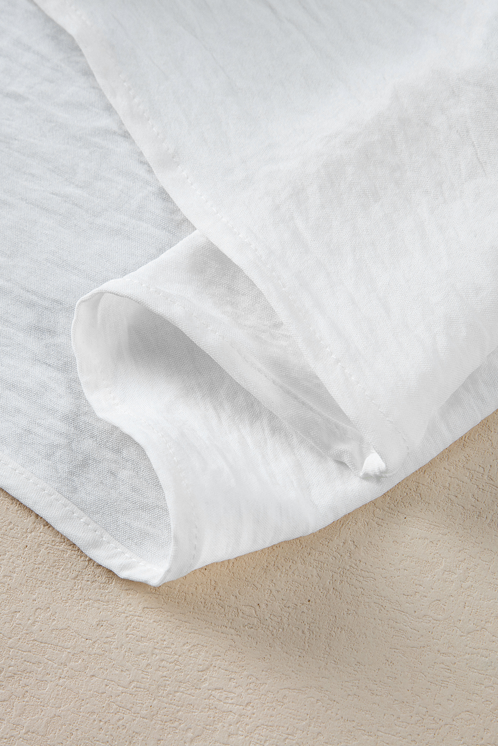 Elegant Women's White Notched Neck Batwing Sleeve Lightweight Blouse for Summer - Detail View 13