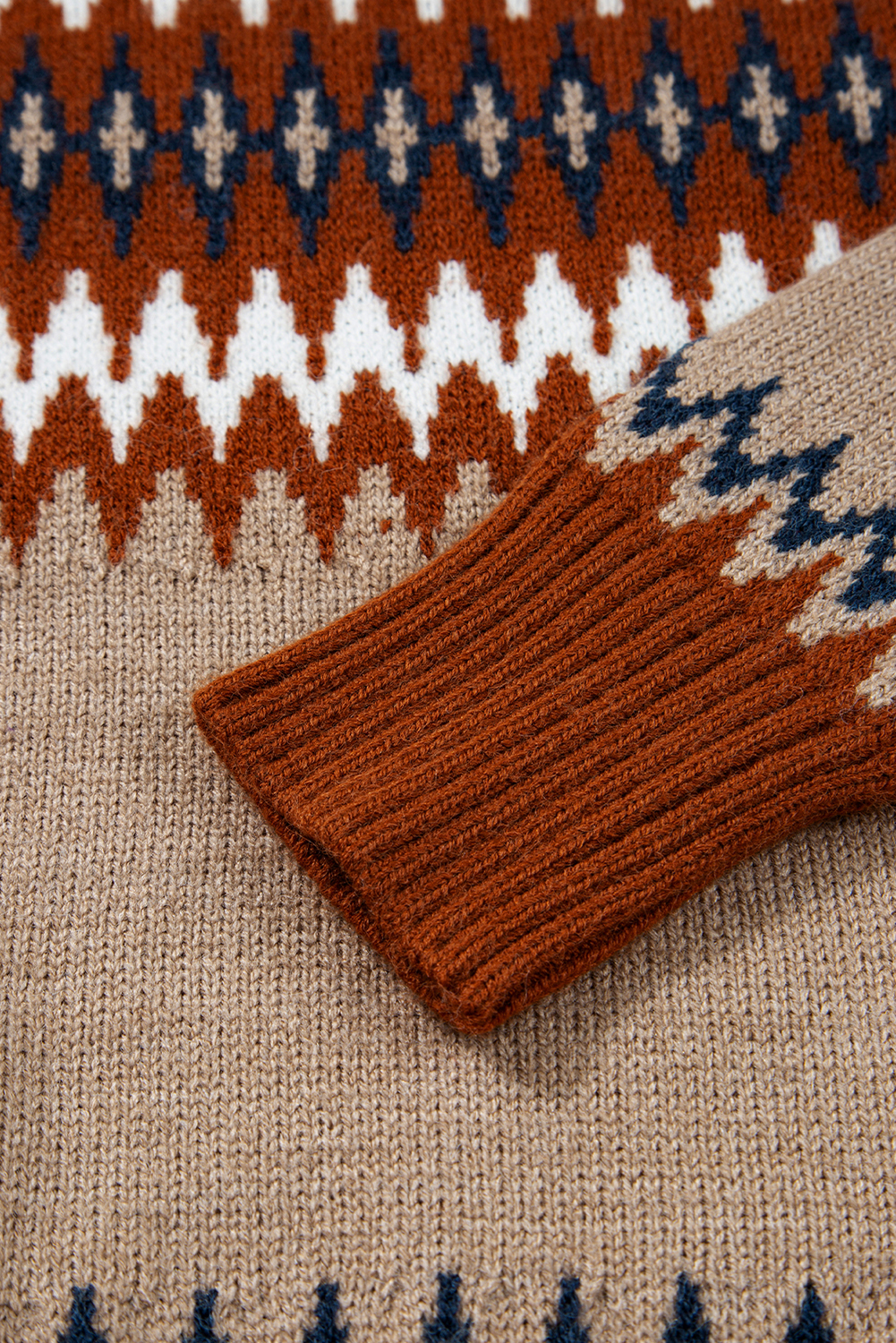 Cozy and Trendy Women's Khaki Sweater for Daily Wear - Perfect for Autumn - Detail View 11