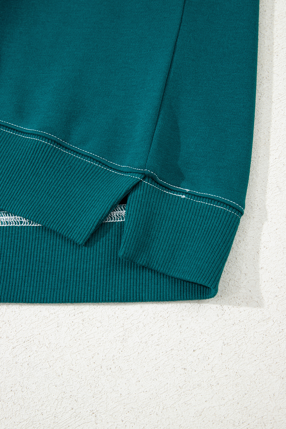 Trendy Cropped Sweatshirt for Women - Blackish Green with Colorblock Design - Detail View 14