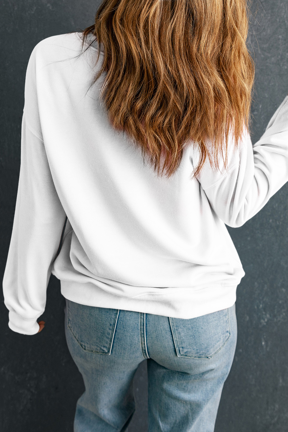 Women's White Teacher Bow Graphic Pullover Sweatshirt for Casual Fall Style - Detail View 5