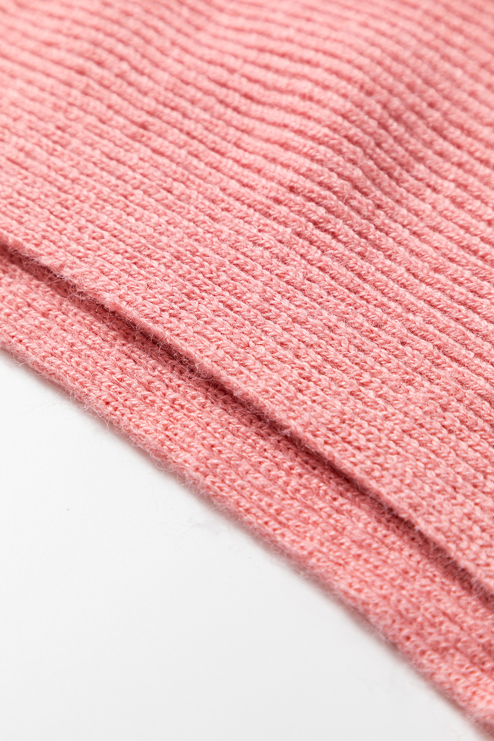 Casual Light Pink Solid Color Sweater - Half Sleeve Poncho Design - Detail View 10