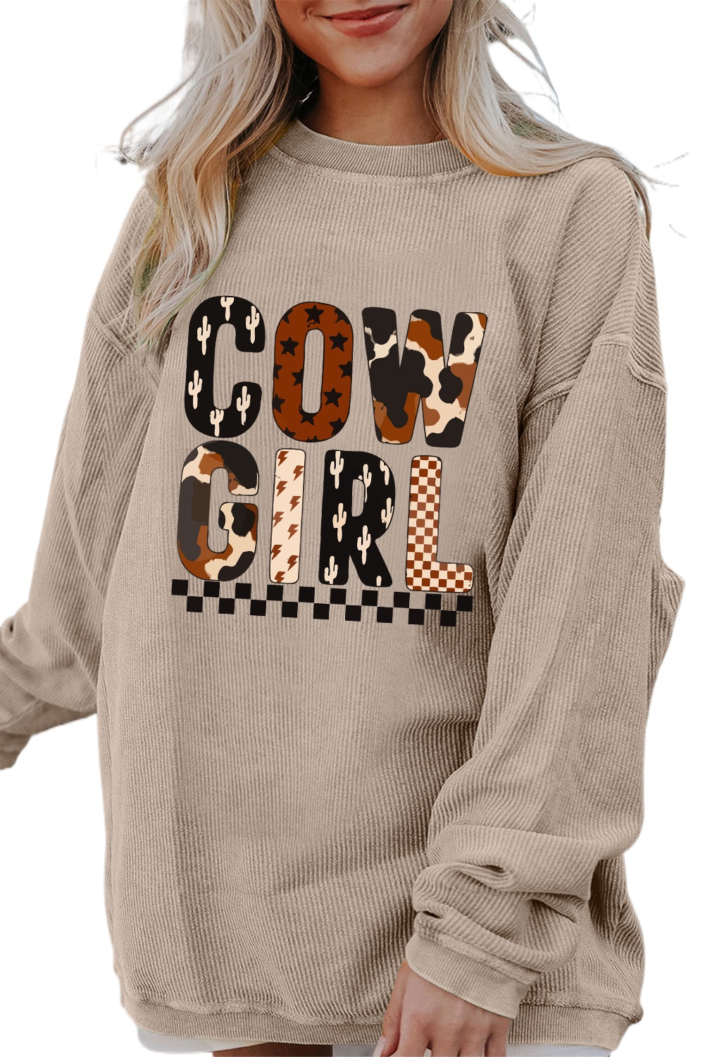 Fashionable Smoke Gray Sweatshirt with Western Graphic Design for Fall & Autumn - Detail View 2
