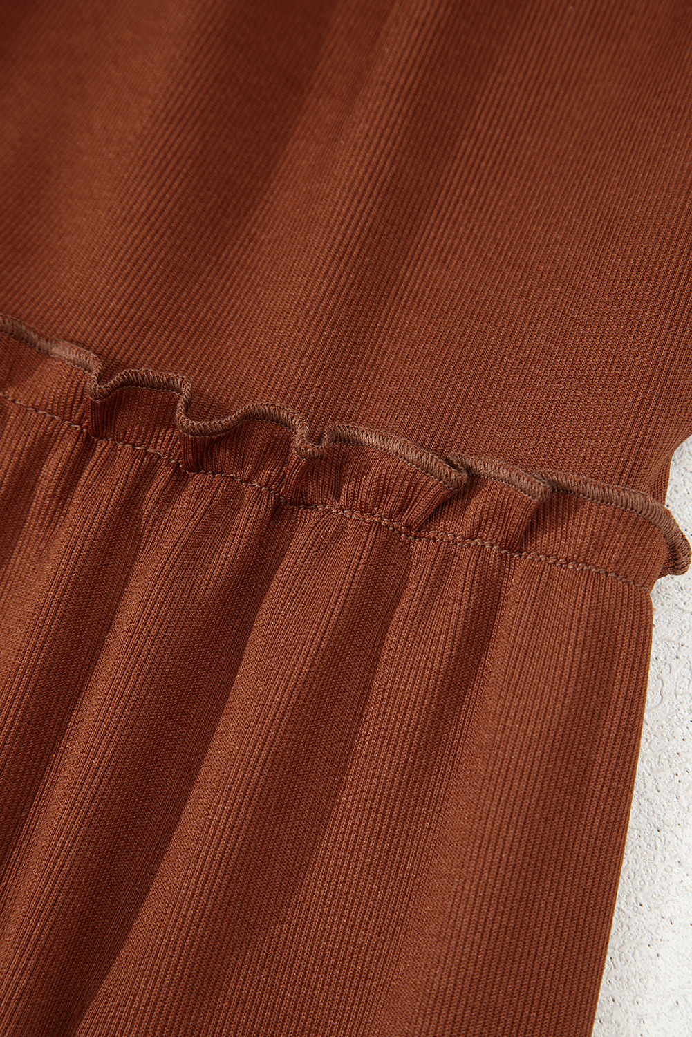 Chic Long Sleeve Ribbed Dress in Straw Yellow - Flattering Shift Silhouette for Daily Wear - Detail View 15
