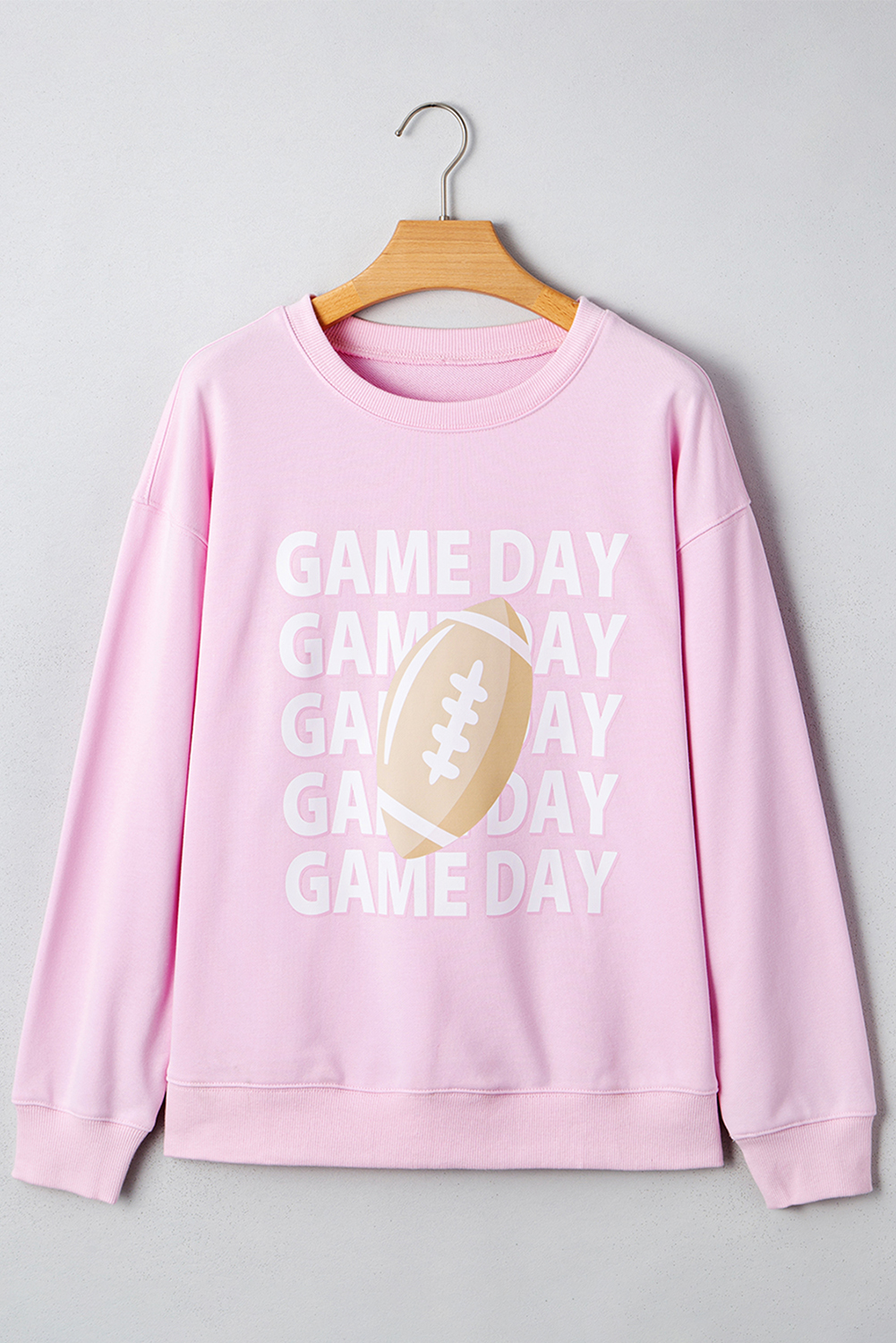 Women's Pink GAME DAY Football Rugby Print Casual Sweatshirt - Detail View 5