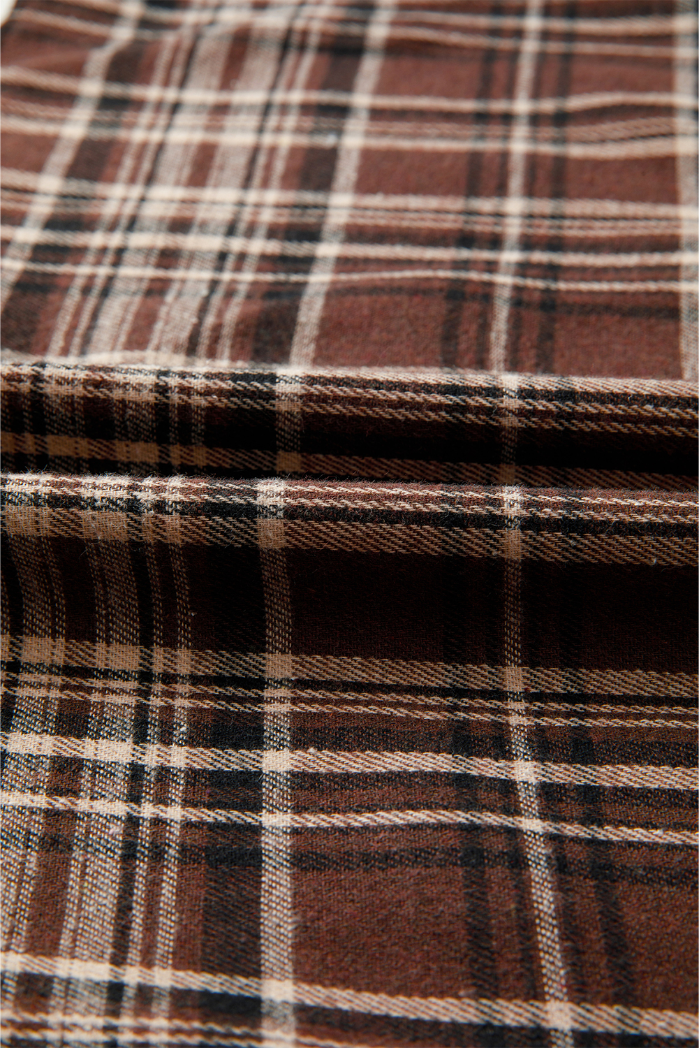 Women's Blouse, Brown Plaid, Hooded, Long Sleeve, Casual Style, Fall Fashion, Daily Wear, Patchwork Design, Comfortable, Versatile, Polyester Cotton Blend, Tops - Detail View 12