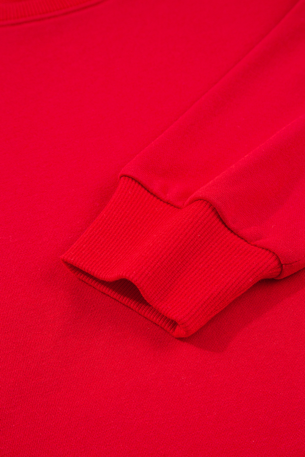 Fiery Red Varsity Striped Sleeve Drop Shoulder Sweatshirt and Short Set for Women - Detail View 13
