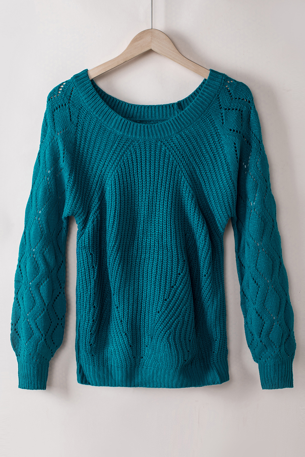 Chic Solid Color Blue-3 Sweater - Perfect for Autumn Casual Occasions - Detail View 7