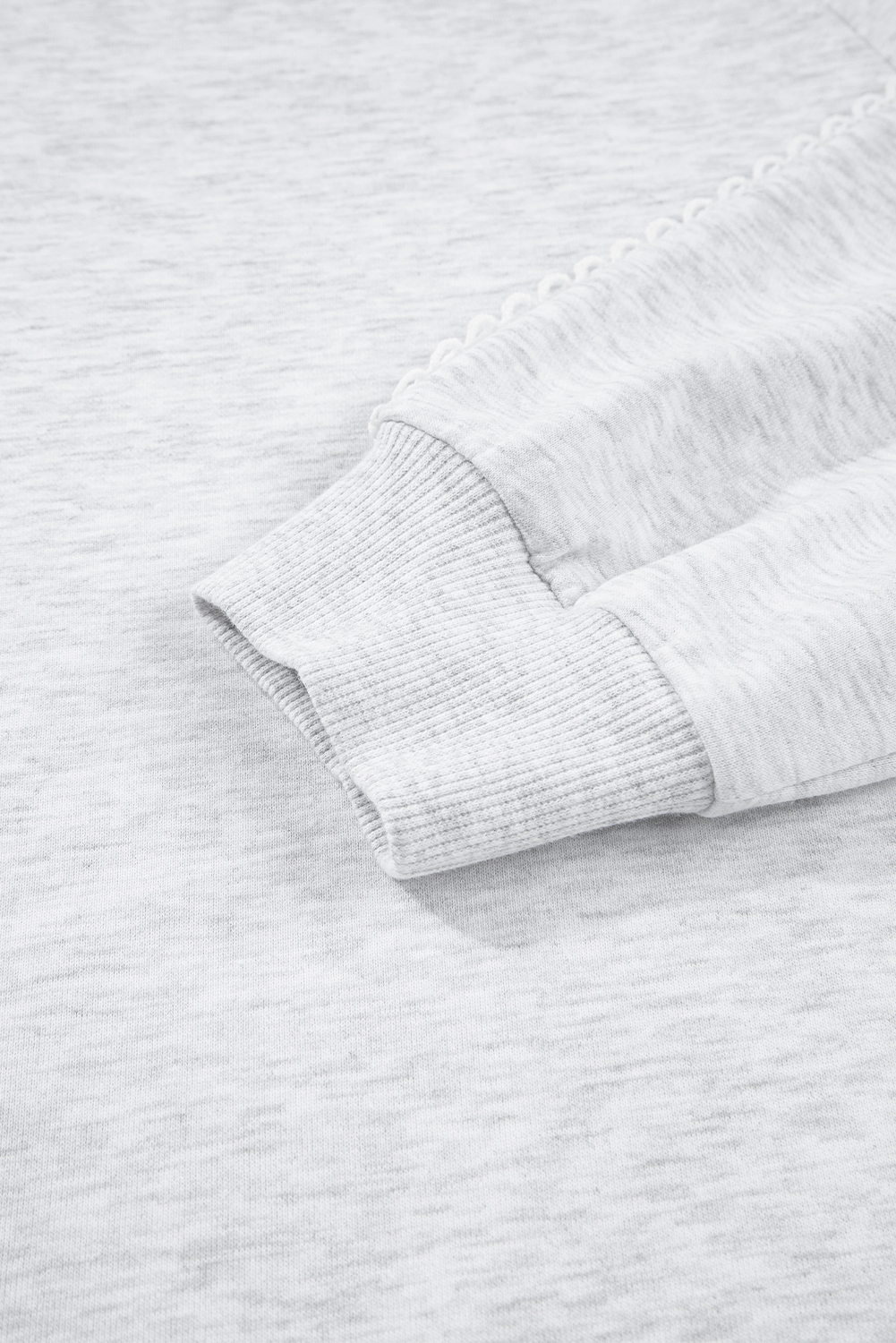 Women's Light Grey Lace Patchwork Raglan Sleeve Crew Neck Sweatshirt - Detail View 9