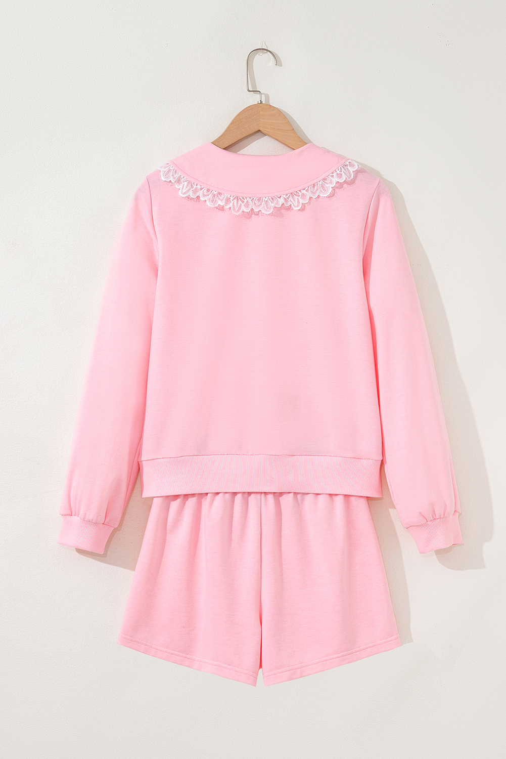 Cute Fall & Autumn Pink Two Piece Set with Lace Details - Perfect for Daily Wear - Detail View 7
