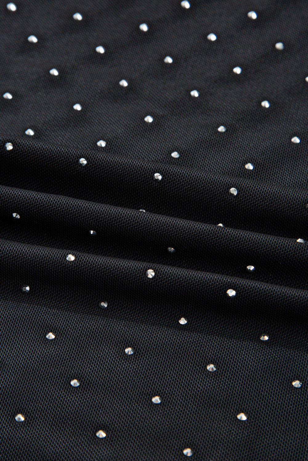 Stylish Black Sheer Long Sleeve Top with Rhinestone Accents for Night Out - Detail View 11