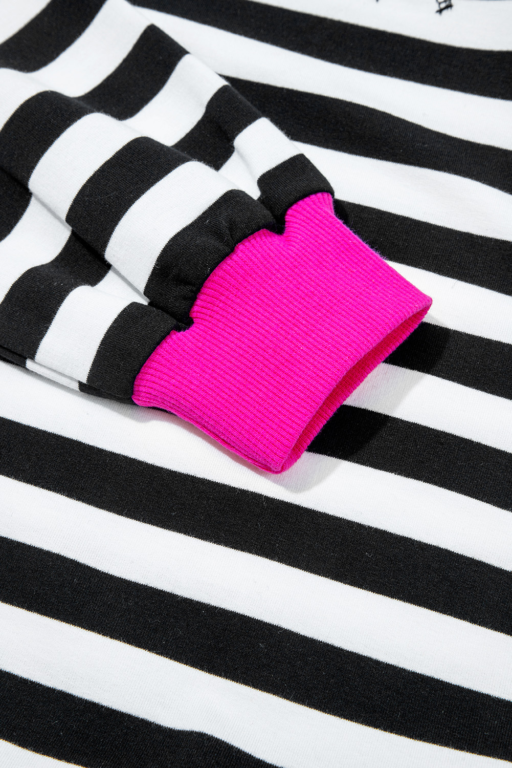 Trendy Black Stripe Two-Piece Set: Long Sleeve Blouse with High Waist Shorts - Detail View 14