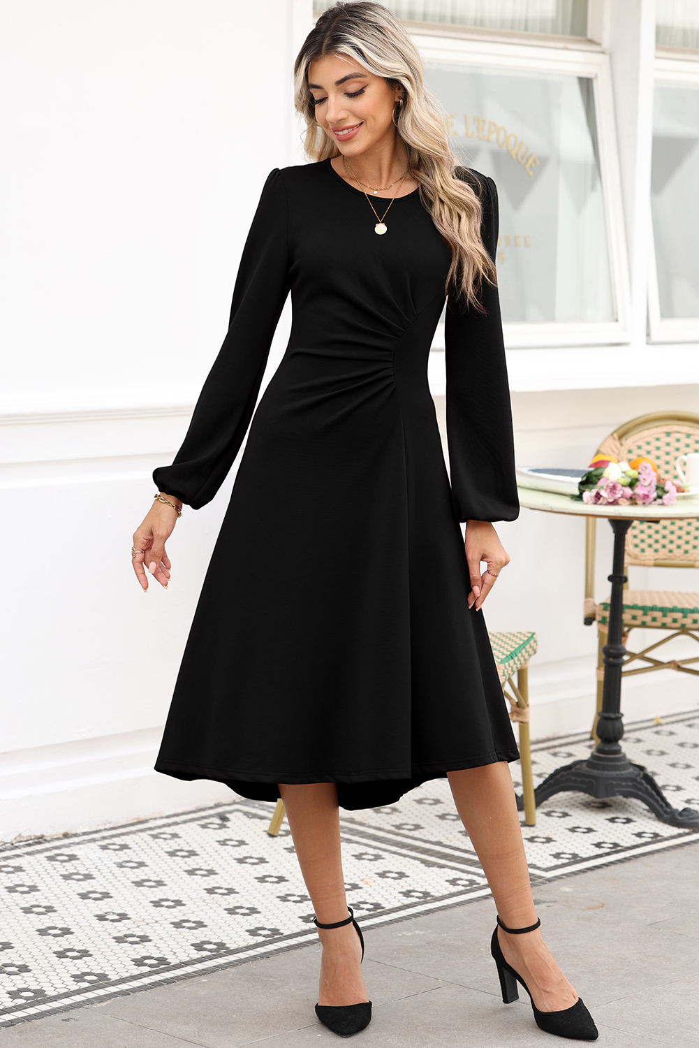 Stylish High Waist Black Dress for Daily Wear - Perfect for Any Occasion - Detail View 15