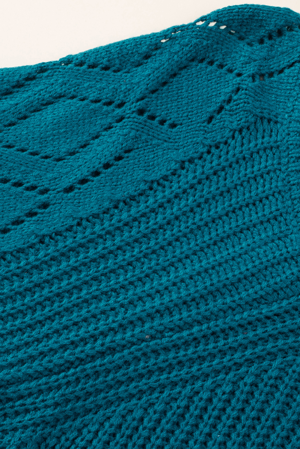 Cozy and Stylish Blue-3 Acrylic Knit Sweater with Puff Sleeves for Daily Wear - Detail View 10