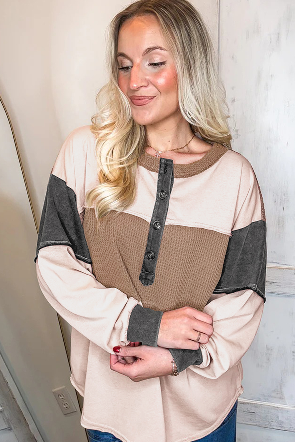 Stylish Women's Waffle Knit Top - Perfect for Daily Wear, Beach, and Vacations - Detail View 3