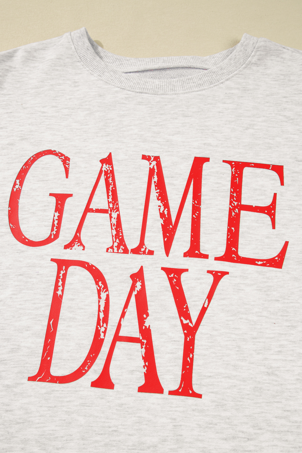 Women's Sweatshirt, Red Sweatshirt, Vintage Washed, GAME DAY Print, Baggy Style, Casual Wear, Long Sleeve, Round Neck, Daily Wear, Fall Fashion, Outdoor Style, Vacation Outfit, Back to School - Detail View 12