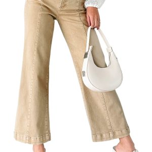 Women's Apricot Wide Leg Cropped Jeans – Casual Comfort for Everyday Style