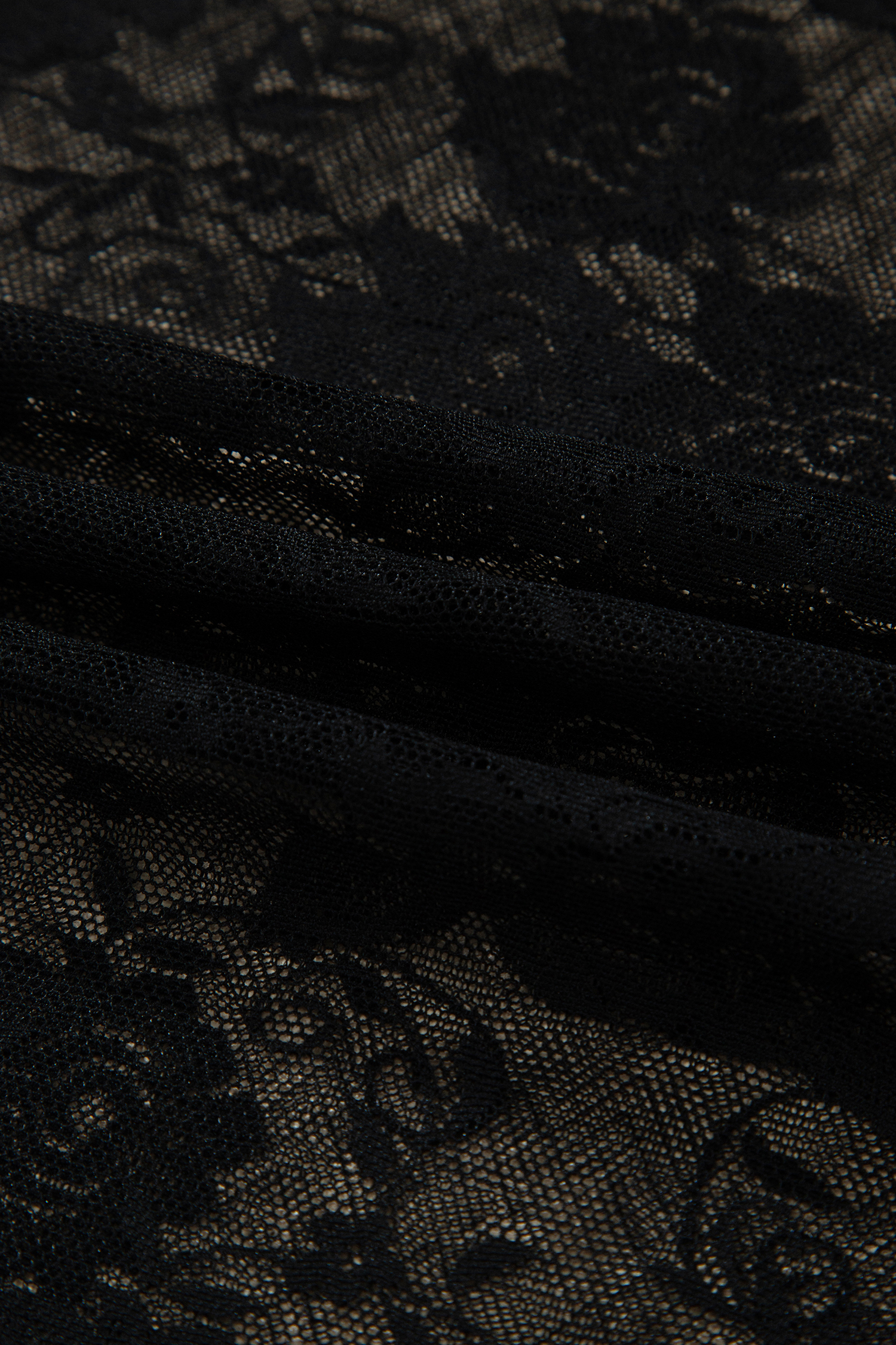 Sheer Floral Lace Top for Women – Black Long Sleeve Mesh Blouse, Stand Neck Shift Silhouette for Night Out - Detail View 8