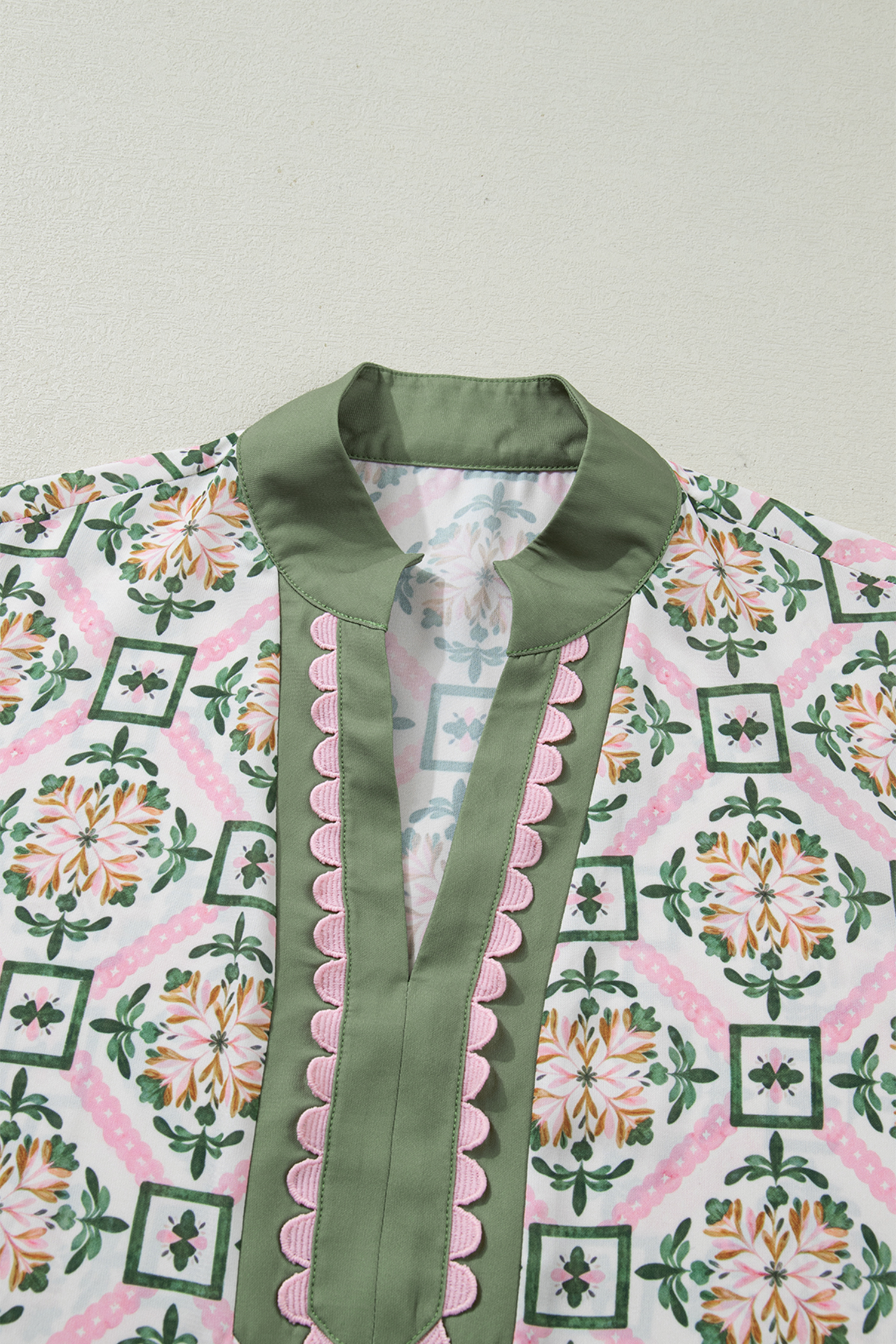 Women's Boho Geometric Floral Mini Dress – Rick Rack Trim Shift Dress, Summer Vacation Style - Detail View 7