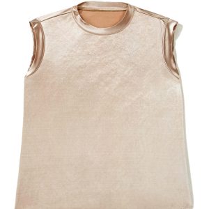 Stylish Gold Round Neck Metallic Tank Top for Women – Perfect for Parties & Casual Outings