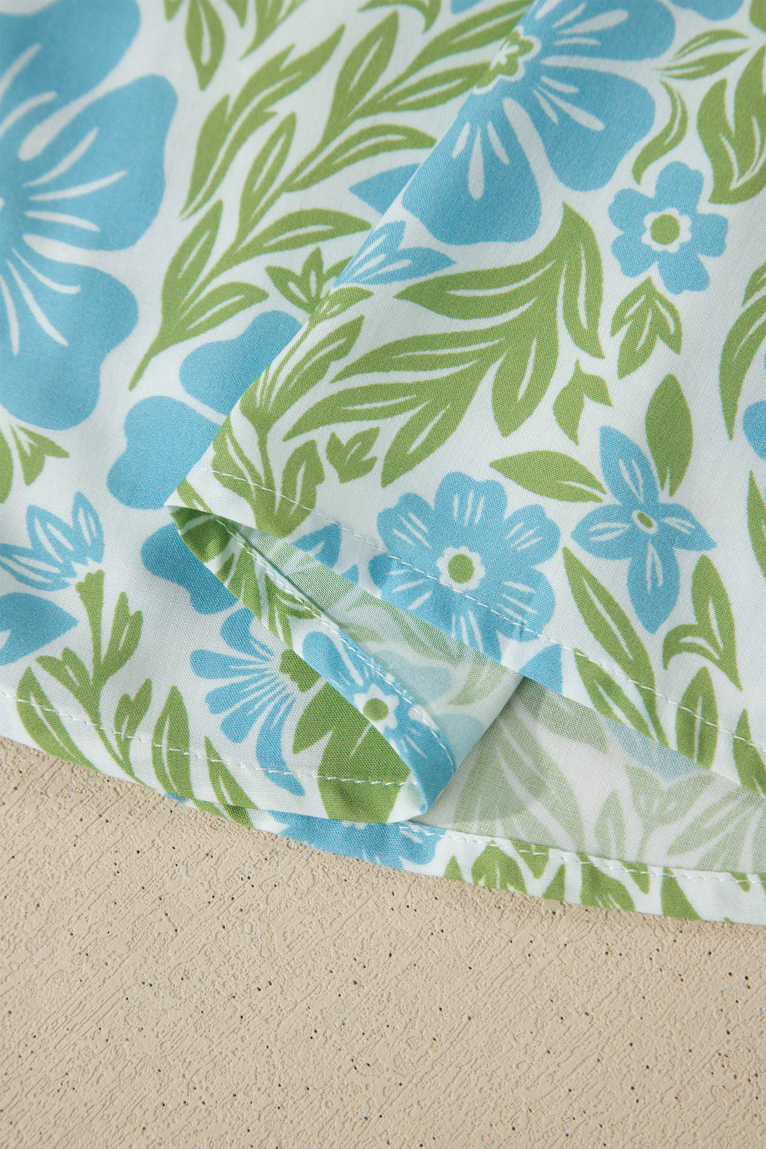 Women's 100% Viscose Floral Blouse – Sky Blue Color Block Trim Top for Daily Casual Wear - Detail View 12