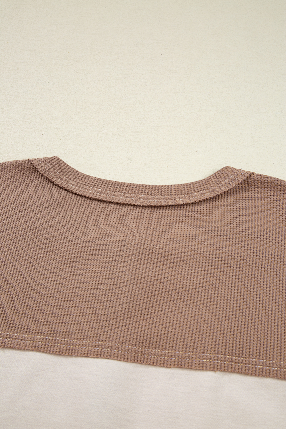 Women's Top, Jet Stream, Color Block, Waffled Fabric, Patchwork Design, Casual Style, Long Sleeve, Round Neck, Daily Wear, Beachwear, Vacation Outfit, Outdoor Activities, Date Night, Back to School - Detail View 8