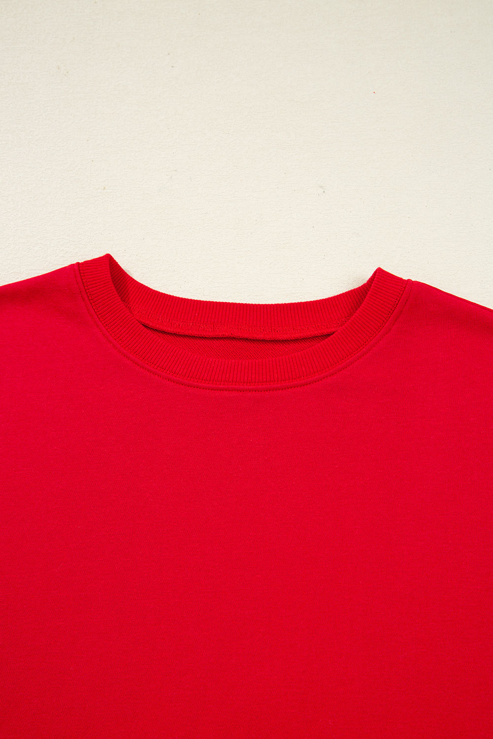 Fiery Red Varsity Striped Sleeve Drop Shoulder Sweatshirt and Short Set for Women - Detail View 5