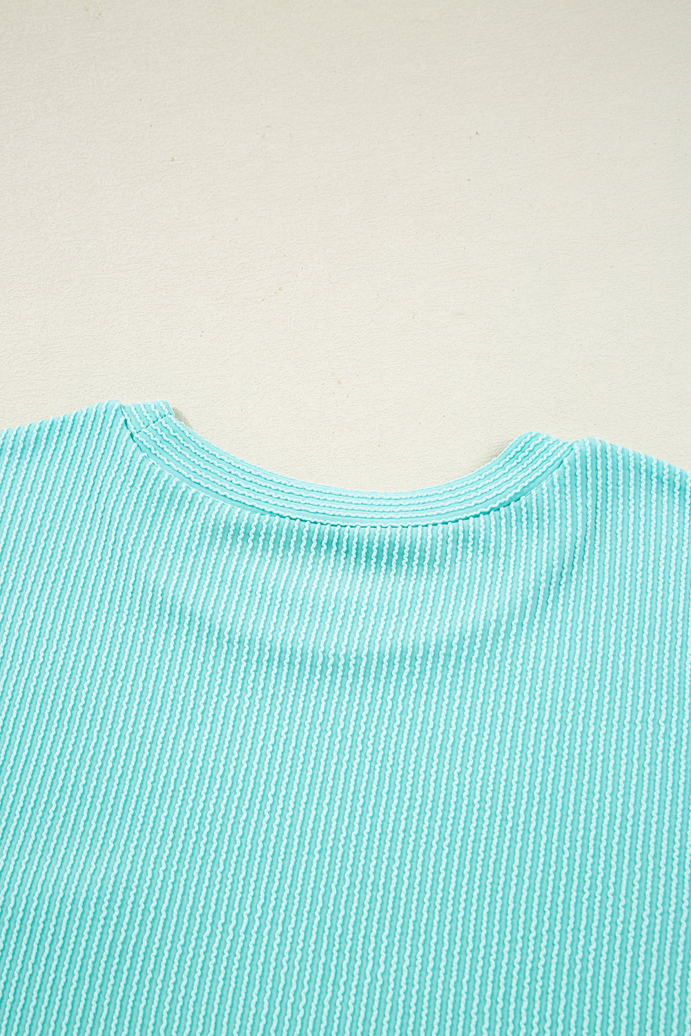 Women's Iceland Blue 3D Ribbed Texture Long Sleeve Top with Contrast Patched Pocket - Detail View 9