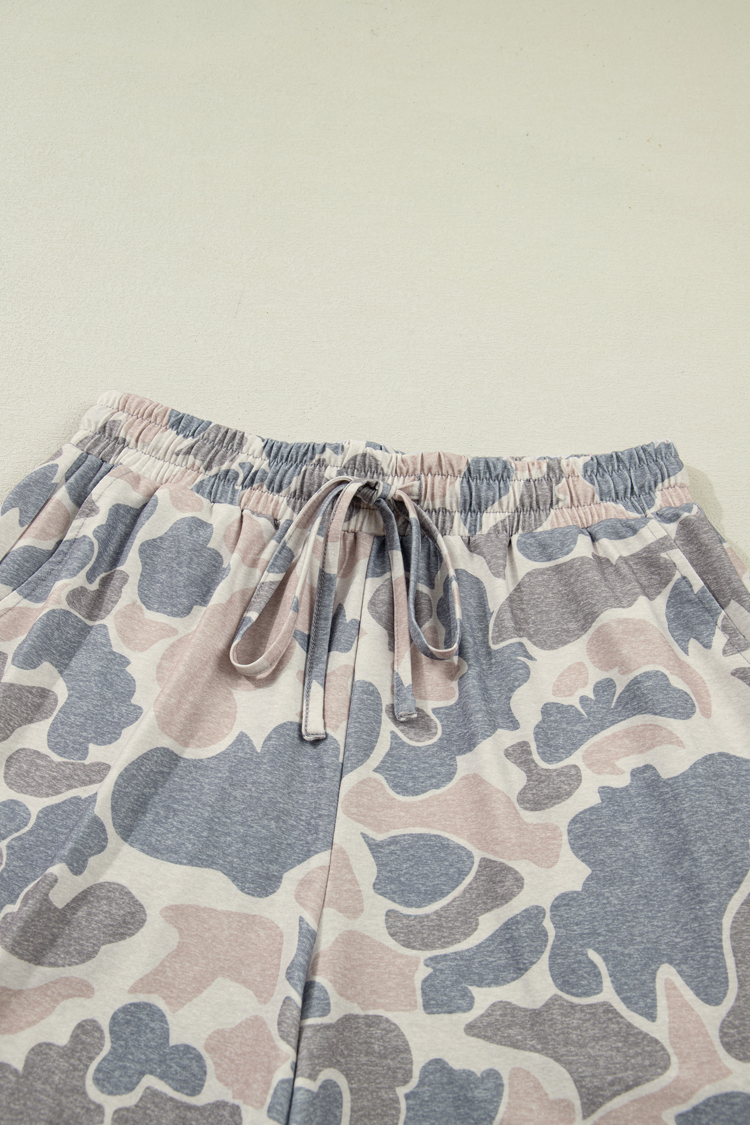 Women's Camouflage 2-Piece Outfit – Casual Short Sleeve Tee and High Waist Drawstring Shorts Set - Detail View 10