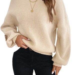 Women's Jet Stream Ribbed Knit Backless Drop Shoulder Sweater – Elegant Casual Style for Fall