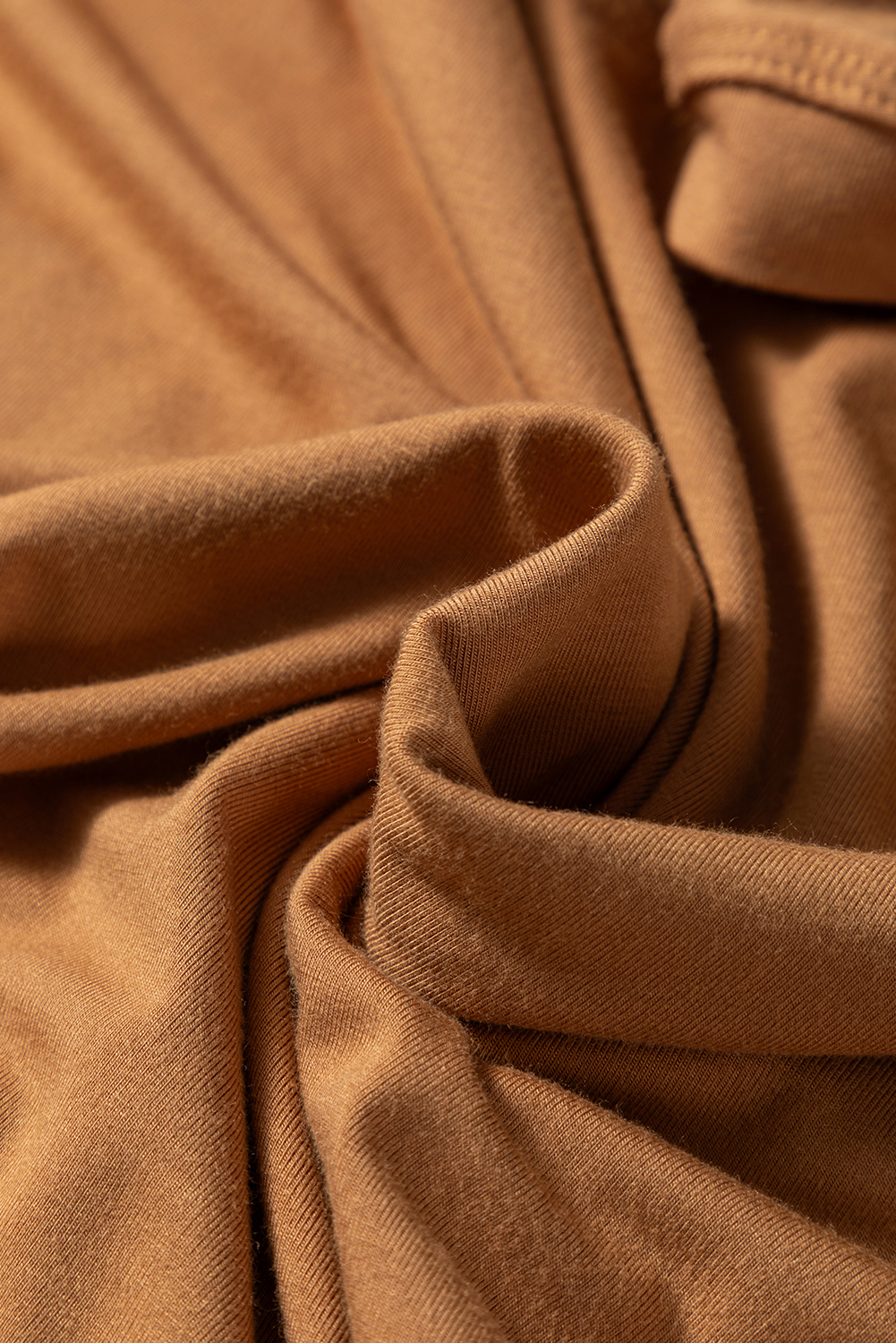 Women's Top, Chestnut Color, Long Sleeve, Fitted, Western Style, Solid Color, Round Neck, Daily Wear, Vacation, Outdoor, Beach, Date Night, Back to School, Sheath Silhouette - Detail View 8