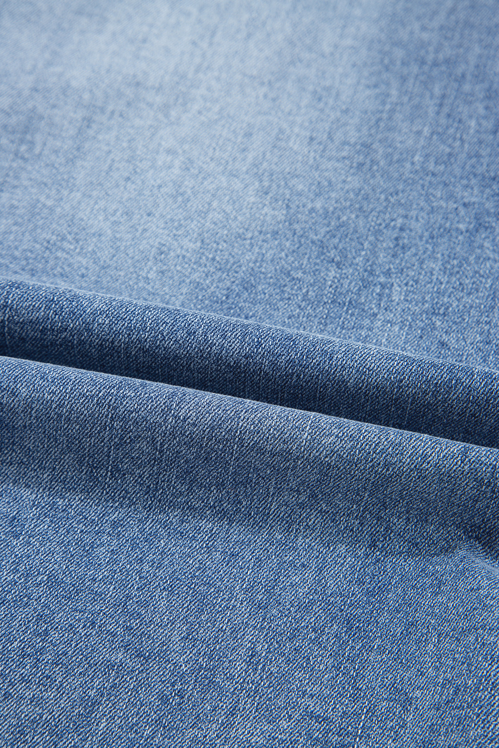 Myosotis Blue Irregular Distressed Bottom Denim Midi Skirt - Casual High Waist Design - Detail View 13