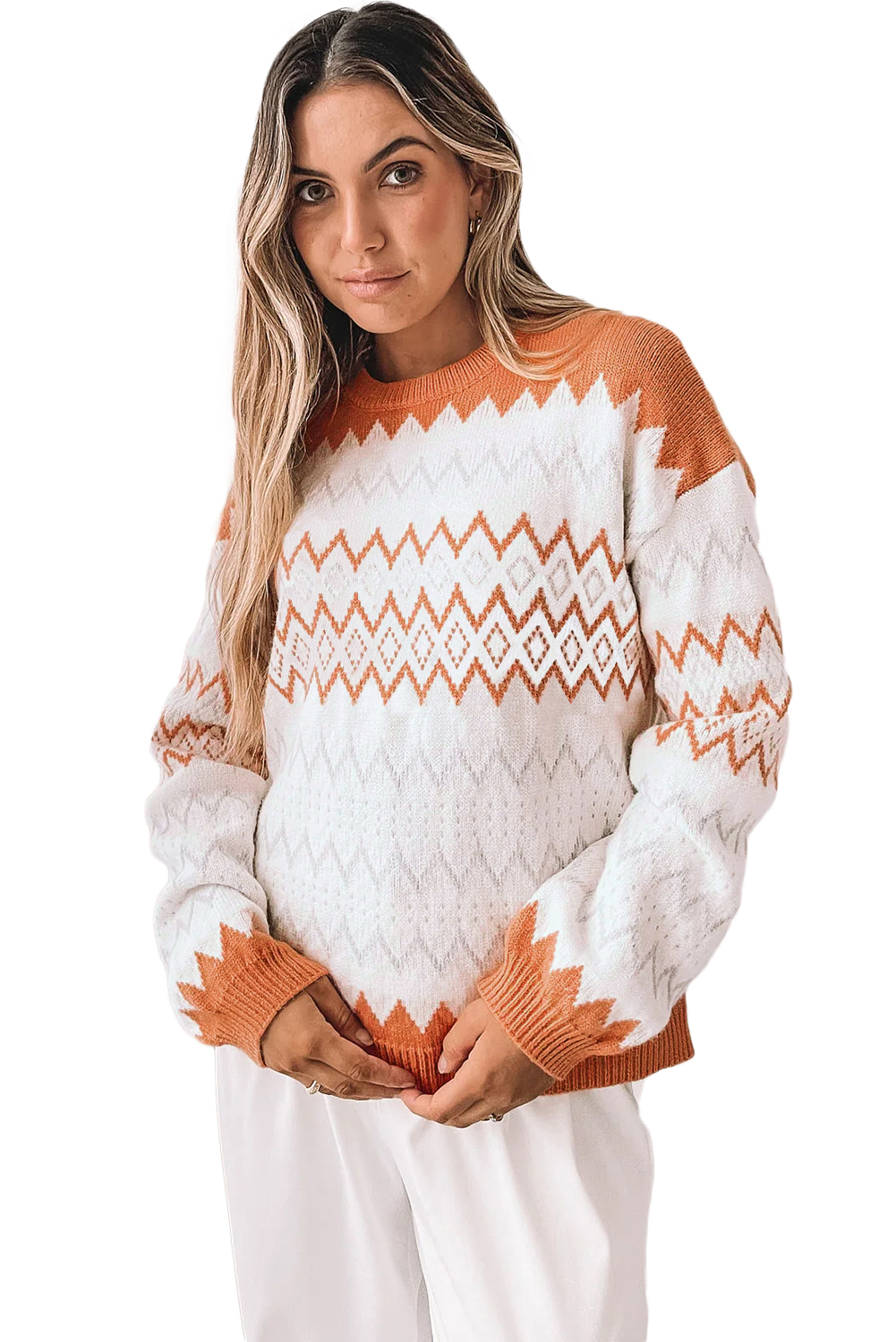 Fashionable Round Neck Knitted Pullover - Perfect for Daily Wear in Autumn - Detail View 23
