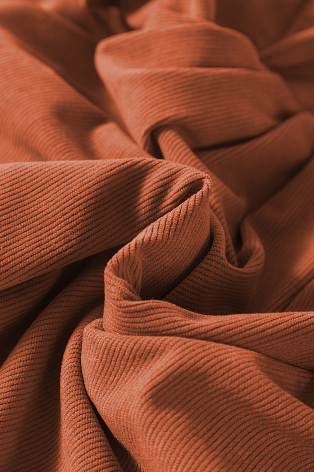 Women's Cinnamon Corduroy Mini Dress with Bracelet Sleeves and Scallop Detail - Detail View 9