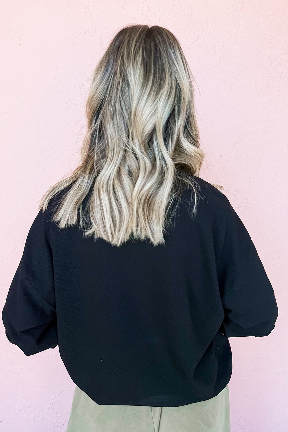 Casual Black Long Sleeve Sweatshirt with Halloween Ghost Sequins and Drop Shoulders - Detail View 2