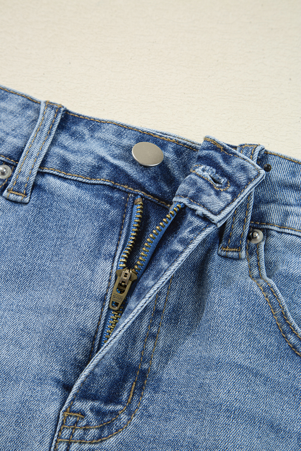 Trendy Irregular Hem Denim Midi Skirt with Ripped Details for a Western Style - Detail View 10