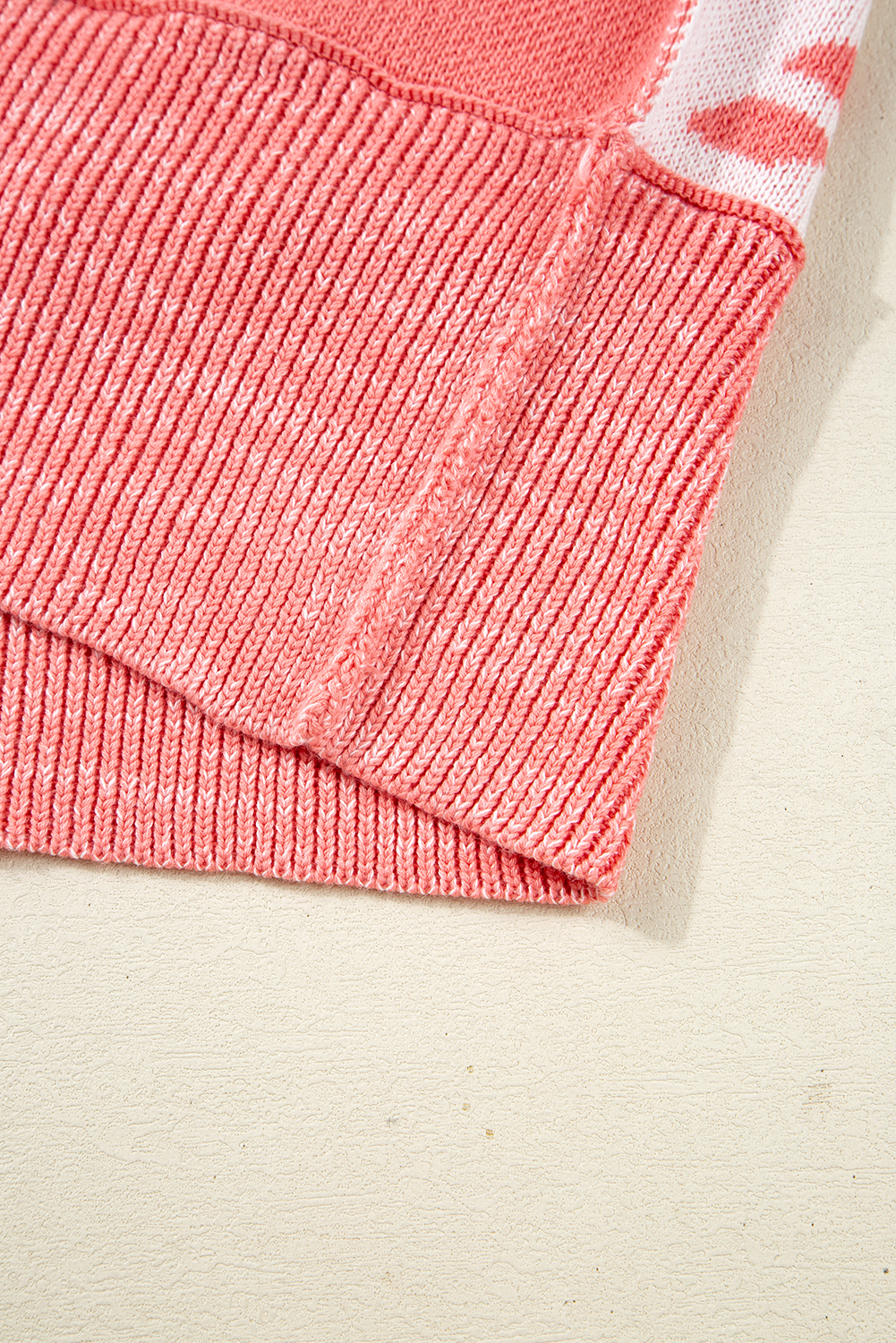 Women's Pink Candycane Snowflake Checker Drop Shoulder Tunic Sweater for Christmas - Detail View 9