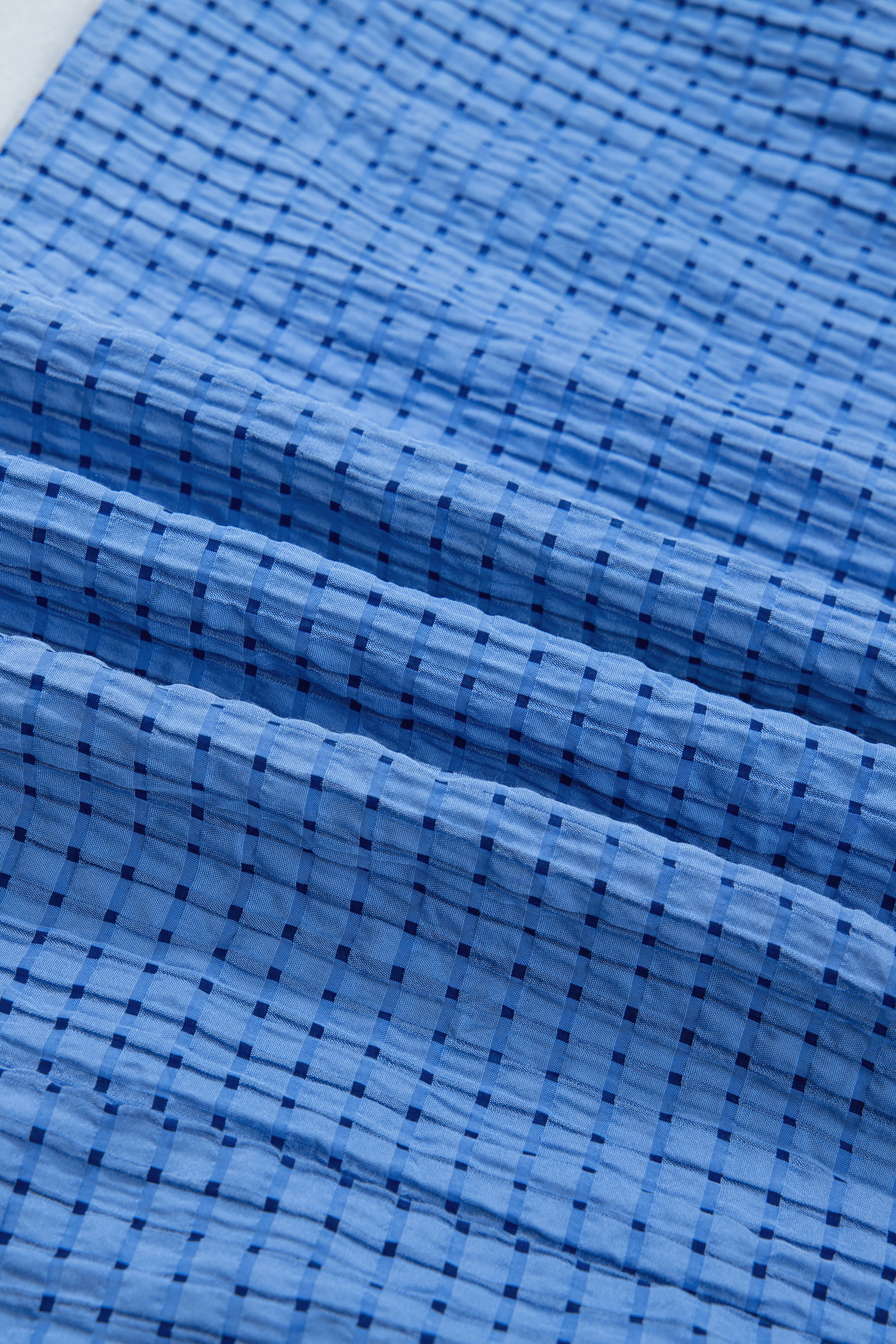 Dusk Blue Gingham Midi Dress for Women – Short Sleeve Tiered Casual Summer Style - Image 11