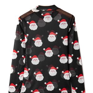 Women's Black Christmas Print Slim Fit Long Sleeve Top – Stylish Casual Wear for the Festive Season - Main View