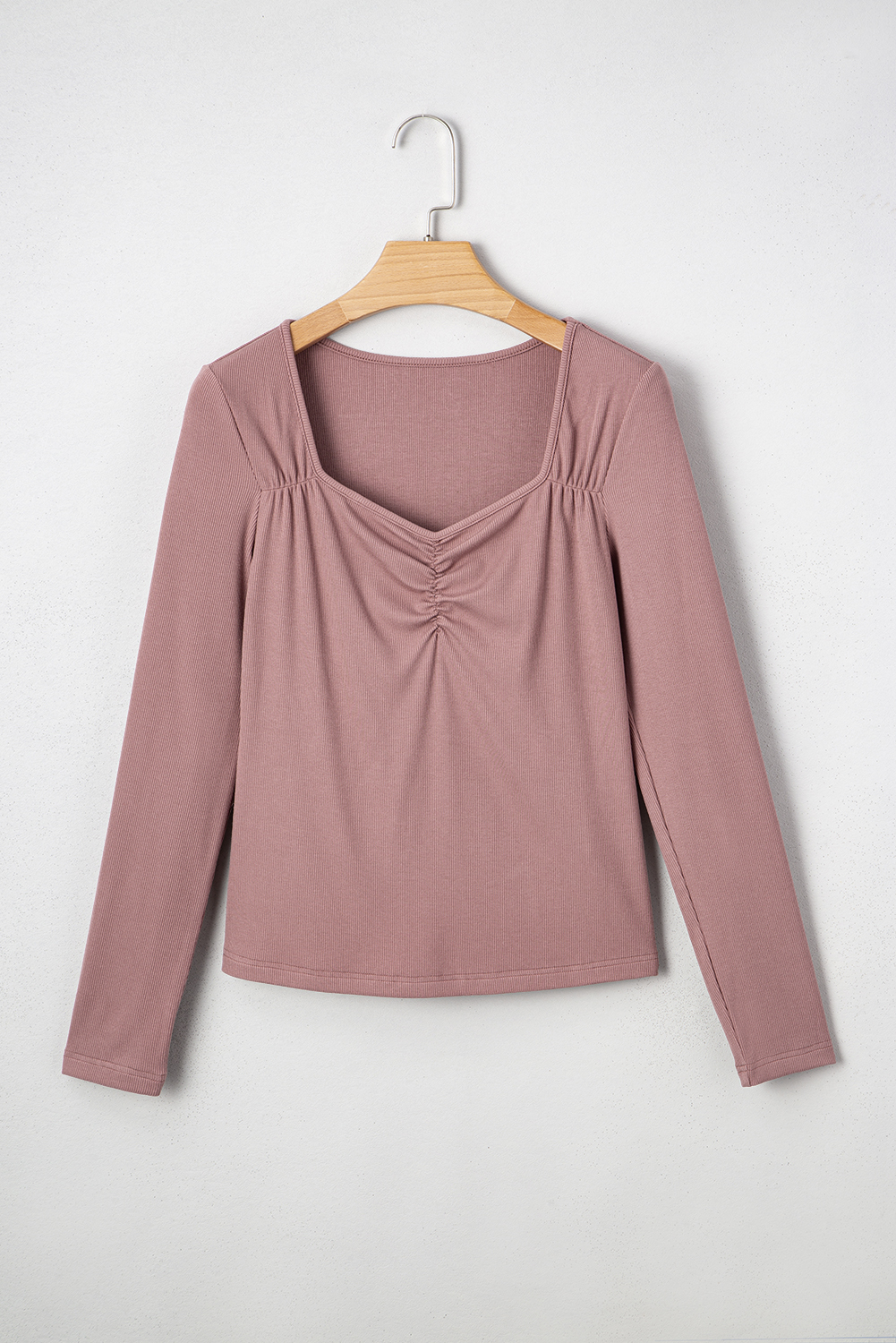 Stylish Long Sleeve Sheath Top in Old Rose - Perfect for Daily Wear and Vacations - Detail View 6