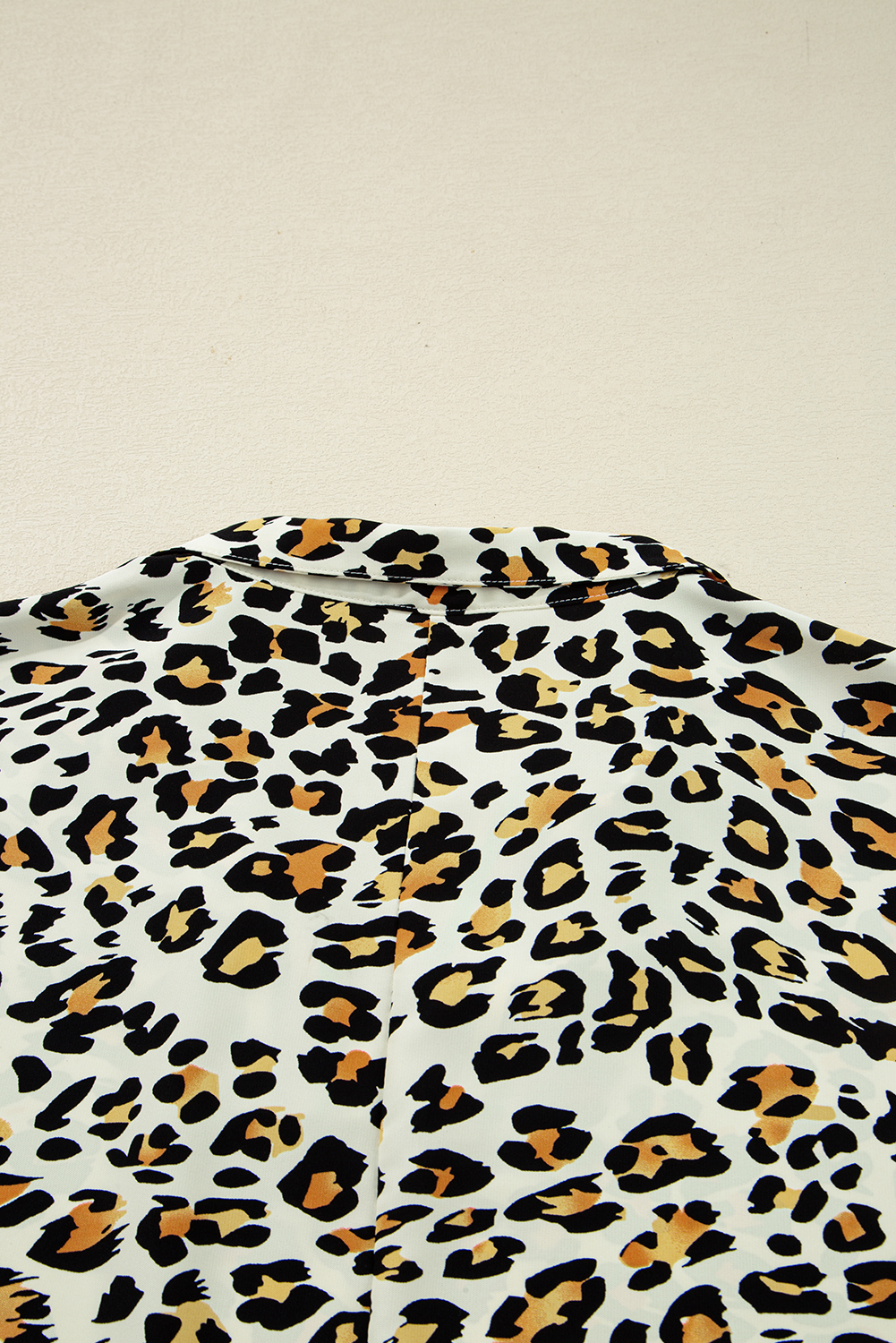 Stylish Khaki V Neck Blouse with Leopard Print and Colorblock Stripes for Daily Wear - Detail View 6