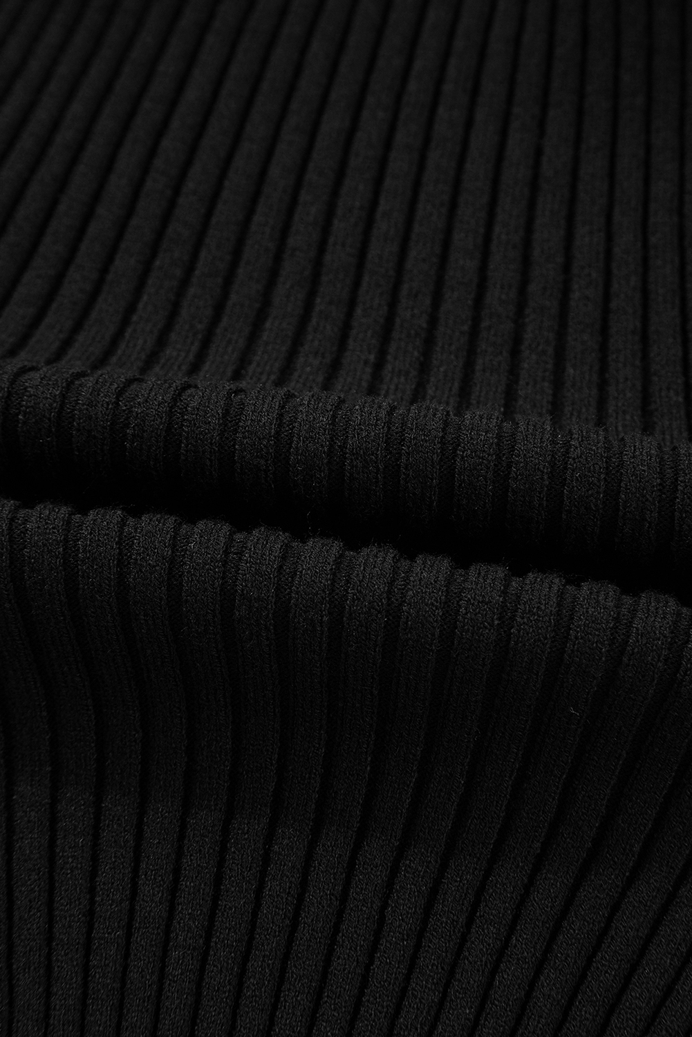 Women's Sweater, Black Cold Shoulder, Choker Neck, Ribbed Knit, Long Sleeve, Seductive Style, Modern Fashion, Daily Wear, Cozy Autumn Sweater, Unique Texture, Off-the-Shoulder Design, Fall Fashion, Sheath Silhouette - Detail View 12